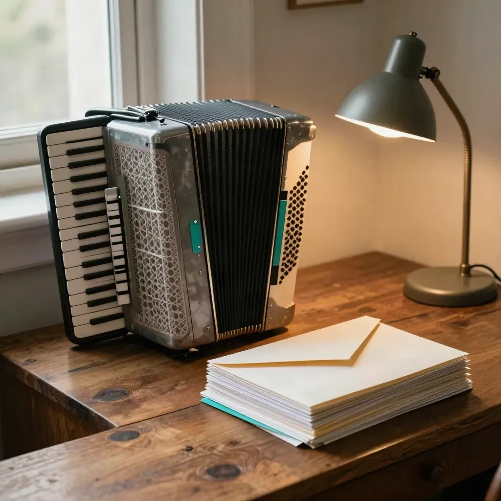 Grant support files, envelopes, and lamp in a cozy funding prep nook.